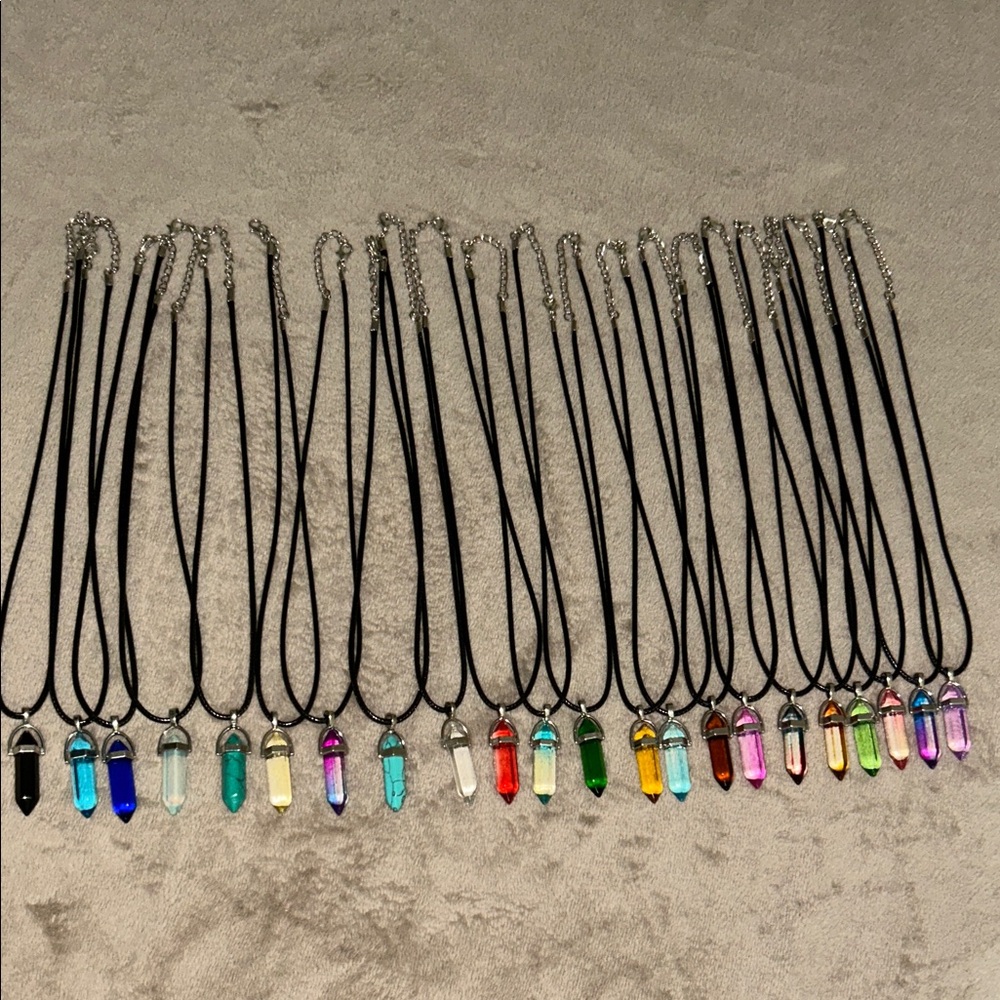Vibrant Crystal Pendant - Leather Rope Necklace[PICK YOUR COLOR]